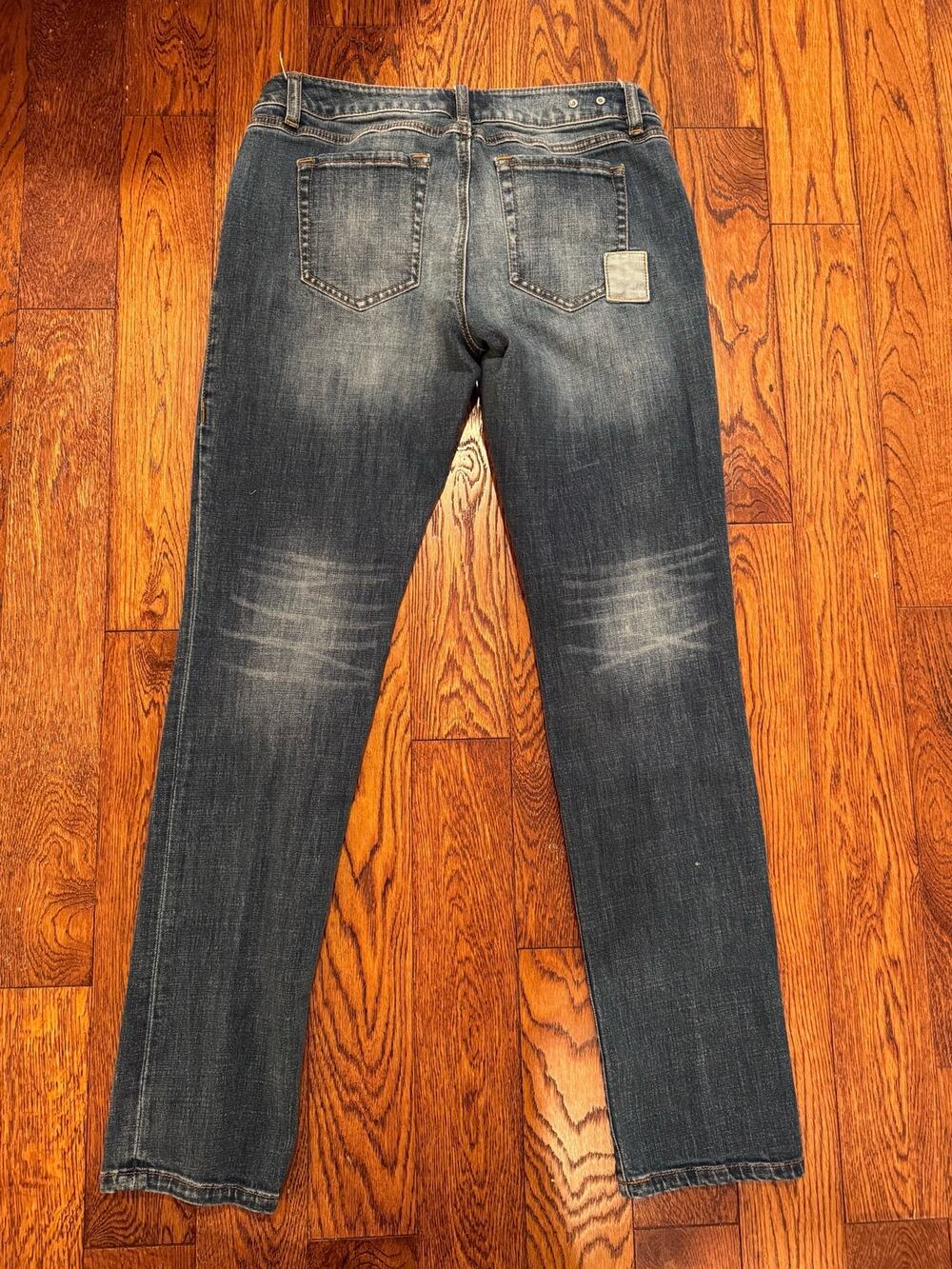 Cabi Womens Slim Boyfriend Blue Jeans Patchwork 5-Pocket Size 4 Denim Patchwork